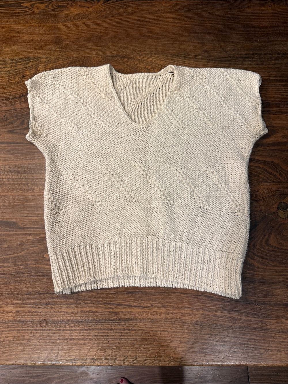 Vintage‎ beige knit cap sleeve sweater top t-shirt